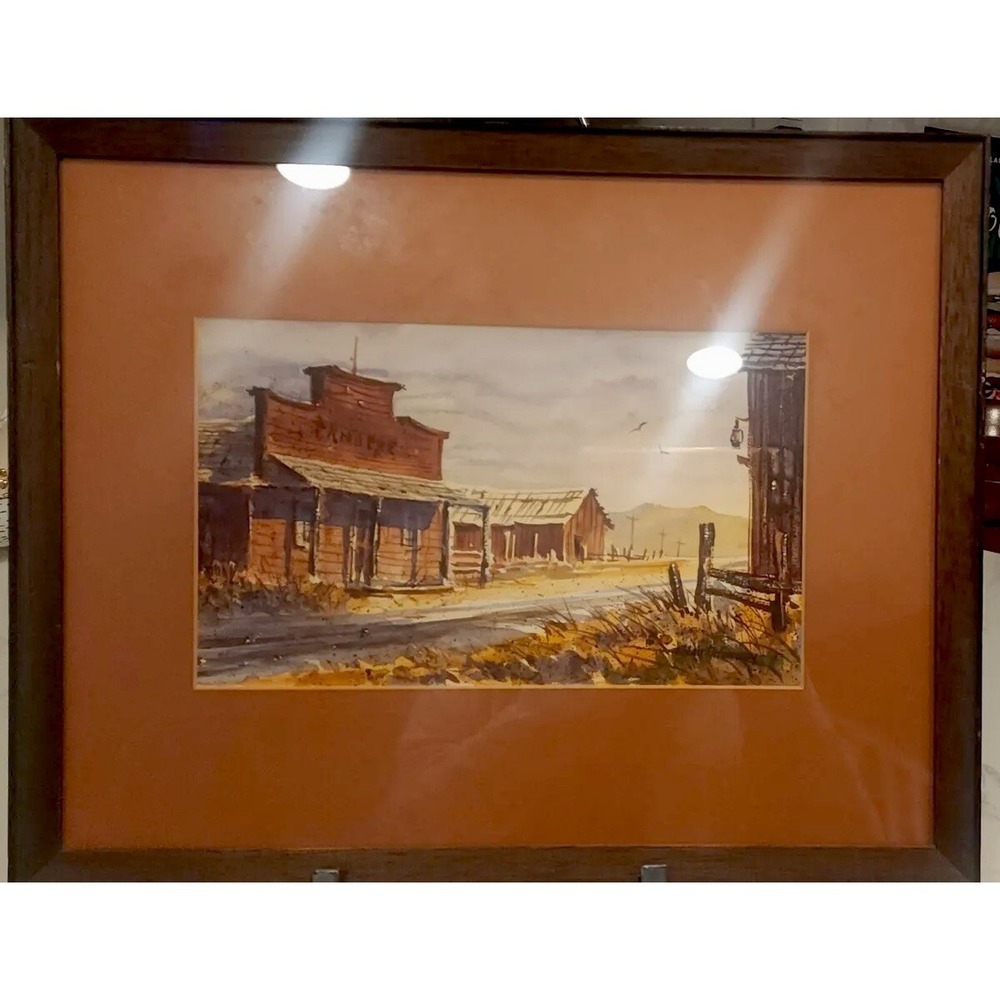 Signed Kolan Peterson Original Watercolor Painting Wood Framed Art